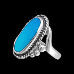 Size 8-925 Sterling Silver Turquoise Resin Magnificent Oval Ring, Curved Braided Design, Handmade Statement Jewelry