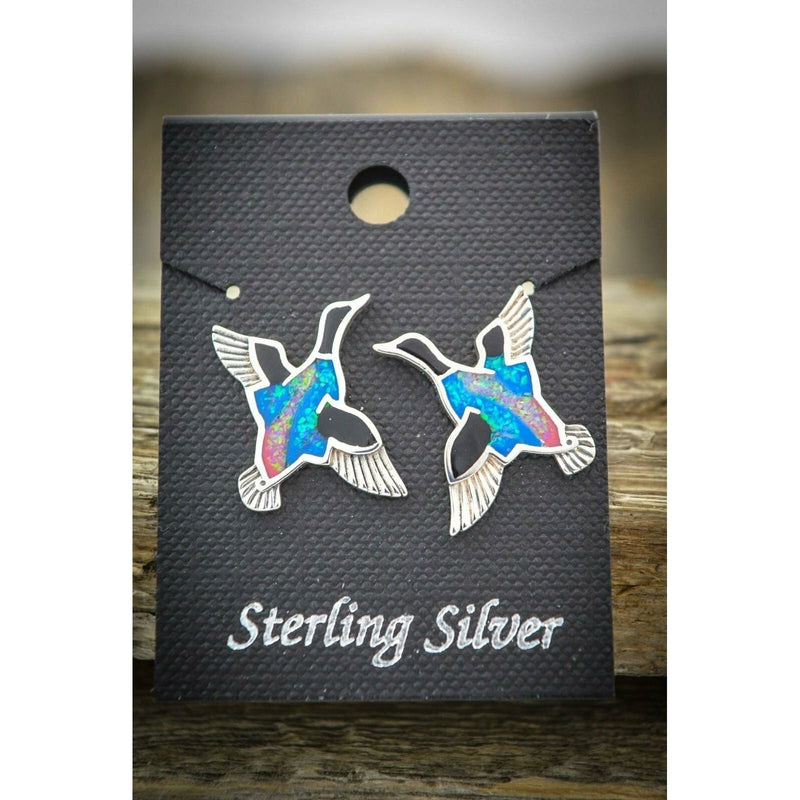 Sterling Silver Duck Earrings • Navajo Handmade • Mallard Duck Design