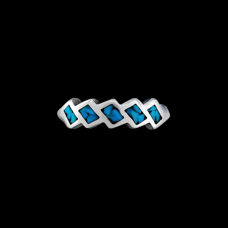 Size 6 - Turquoise Diagonal Squares Ring