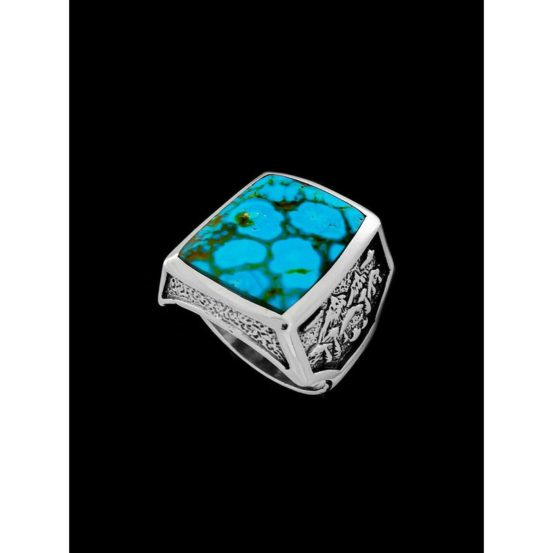 Mountain Ring • Kingman Turquoise • 925 Sterling Silver • Size 8 • Navajo Handmade