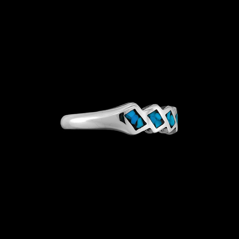 Size 6 - Turquoise Diagonal Squares Ring