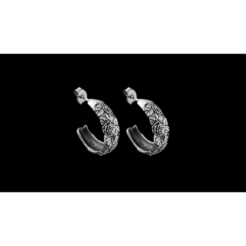 Rose Stud Earrings • 925 Sterling Silver • Triple Crown Design • Garden-inspired