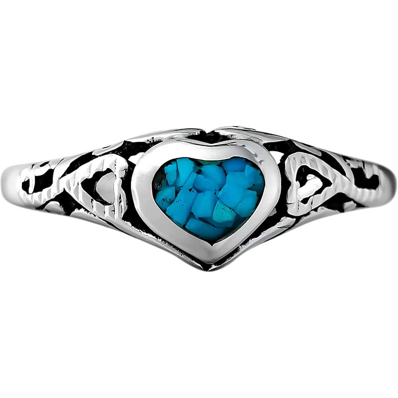 Size 7 - Turquoise Three Hearts Ring