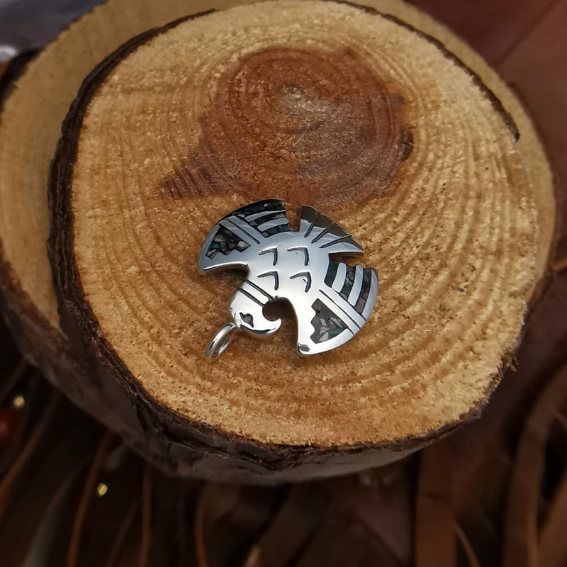 925 Sterling Silver Thunderbird Pendant – "Camo" Inlay