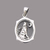 Sterling Silver Wolf Howling at the Moon Pendant – Oval Western Design