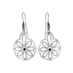 Sterling Silver Hippie Boho 60's Flower Power Dangle Earrings