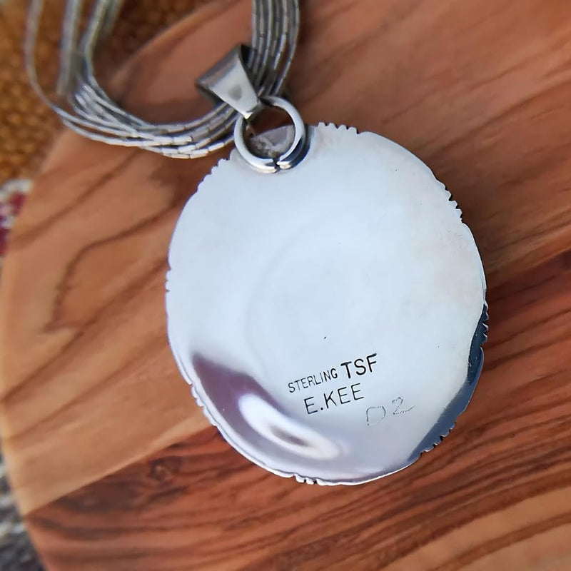 Sterling Silver Handmade Navajo Inlaid Pendant by Edith Kee