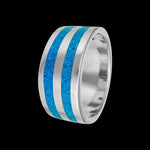 Size 9-925 Sterling Silver & Turquoise Two Loops Ring, Handmade Gemstone Jewelry, Statement Birthstone Band