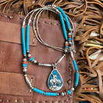 Handmade Native American Two-Strand Necklace with "End of the Trail" Pendant