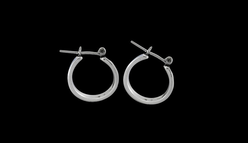 925 Sterling Silver Hoop Earrings inlaid with Blue Opal