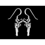 Sterling Silver and Black Resin Six Shot Revolver Earrings