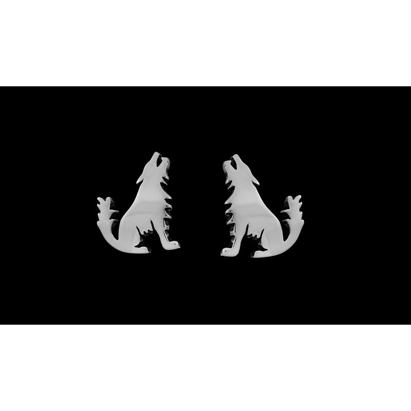 Sterling Silver Gray Wolf Stud Earrings