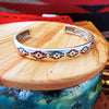 Sterling Silver Turquoise and Coral Cuff Bracelet with Everlasting Life Symbols