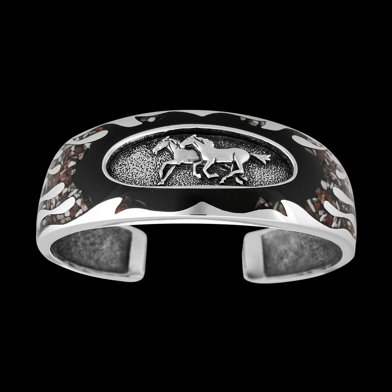 925 Sterling Silver Horse Bracelet • Wild Horse Magnesite • Navajo Inspired