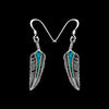 925 Sterling Silver Feather Earrings, Blue Opal Earrings, Eagle Feather Earrings