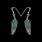 925 Sterling Silver Feather Earrings, Blue Opal Earrings, Eagle Feather Earrings