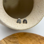 Sterling Silver Tiny Rainbow Stud Earrings