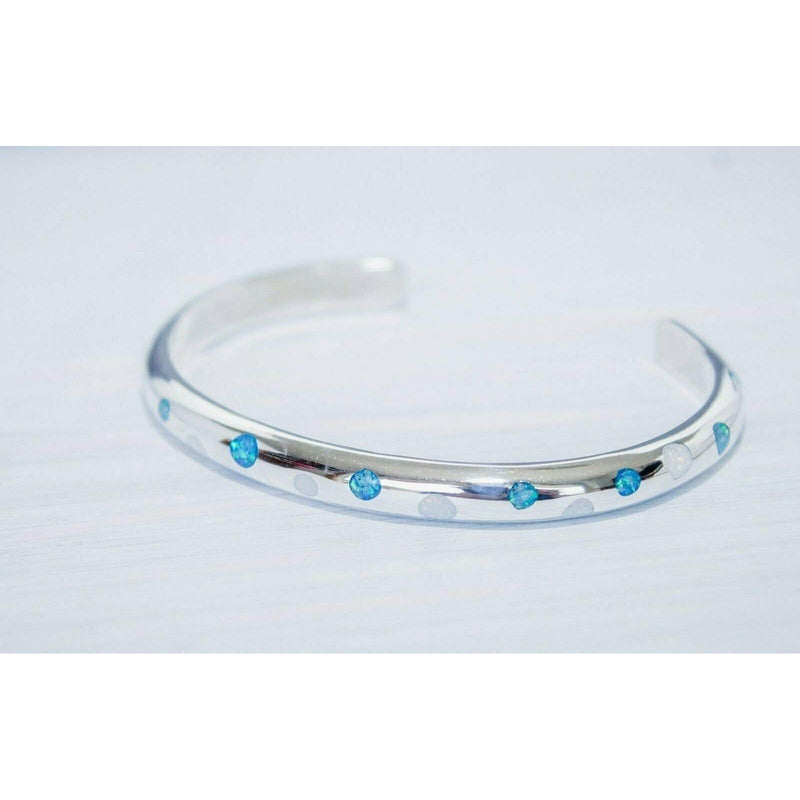 Native American Opal Bracelet • Sterling Silver • Polka Dot Design • Handcrafted