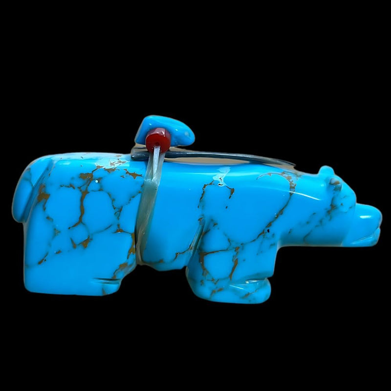 Zuni Fetish • Handcarved Bear Fetish • Turquoise Bear Fetish • Bear Carving • Turquoise Carving
