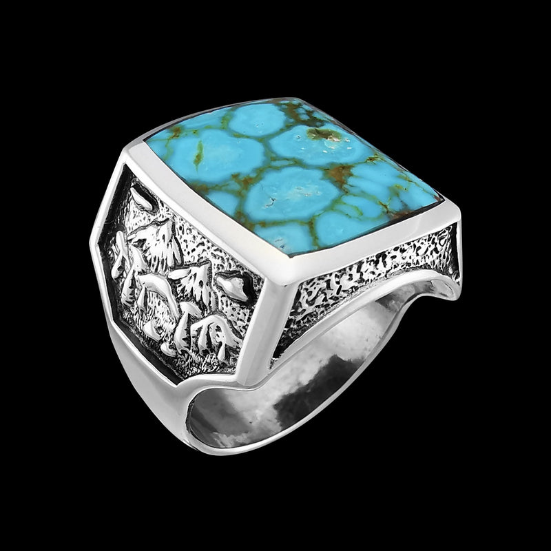 Mountain Ring • Kingman Turquoise • 925 Sterling Silver • Size 8 • Navajo Handmade