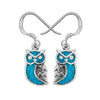 Sterling Silver and Turquoise Wise Old Barn Owl Dangle Earrings