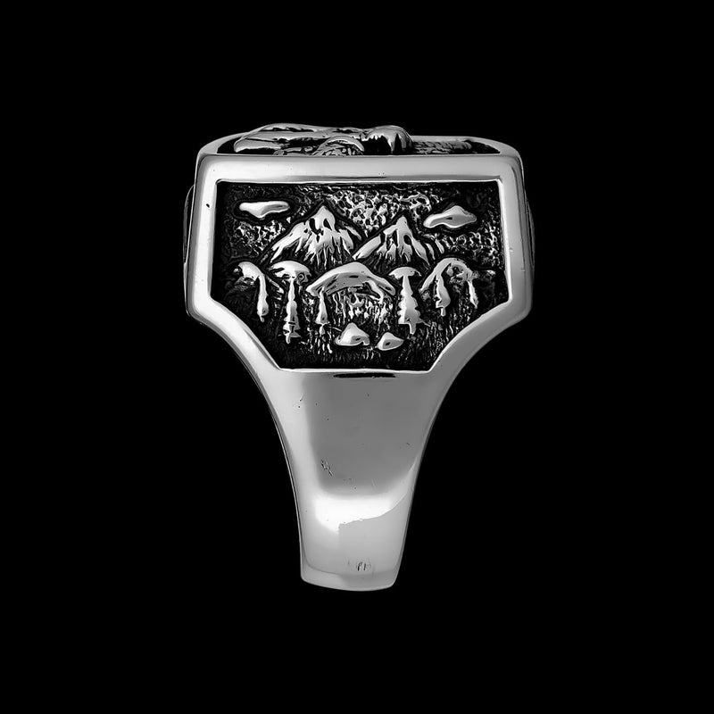 Size 11.5 - Diamondback Rattlesnake Mountain Scene Ring