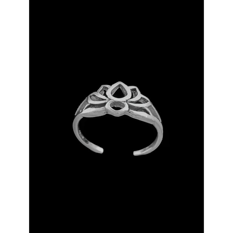 Adjustable Sterling Silver Lotus Flower Toe Ring - Foot Jewelry