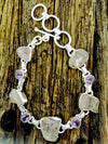 925 Sterling Silver Bracelet • Quartz Crystal and Amethyst Bracelet • Handcrafted