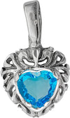 925 Sterling Silver Heart Pendant, Blue Topaz Pendant, Topaz Heart Pendant, Topaz Jewelry