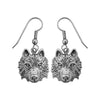 Sterling Silver Gray Wolf Dangle Earrings