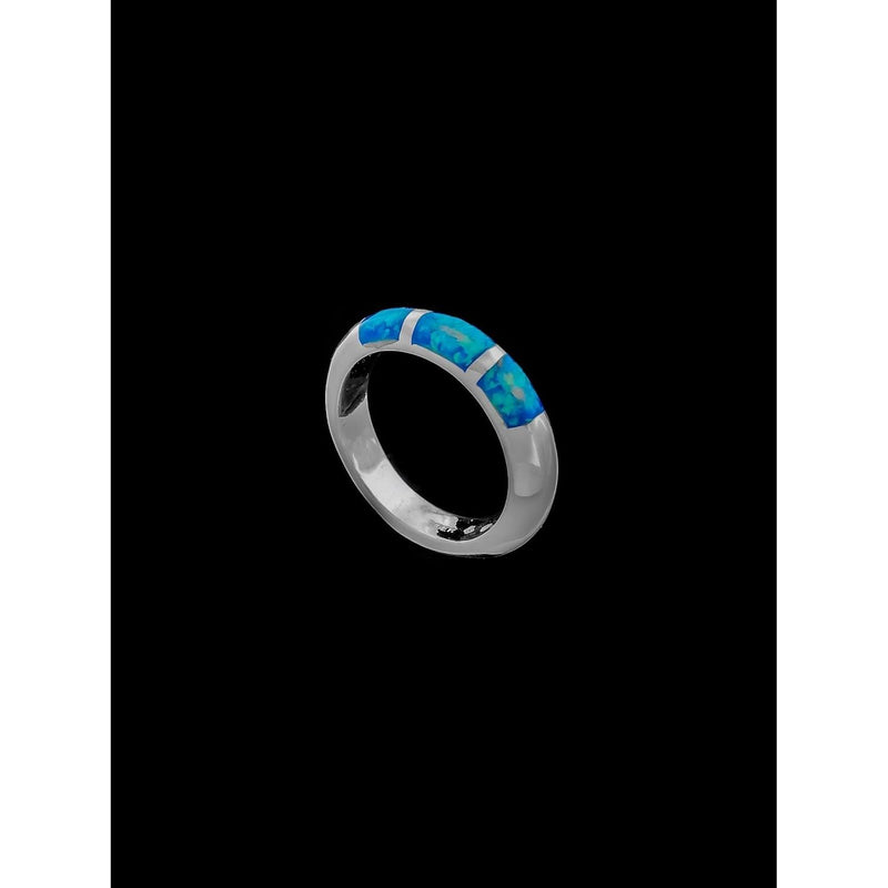 Blue Opal Three Squares Ring