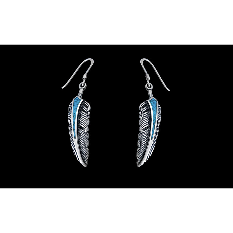 Eagle Feather Earrings • 925 Sterling Silver • Navajo Inspired • Bird Feather Jewelry