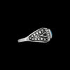 925 Sterling Silver Diamond Cut Oval Turquoise Cabochon Ring, Abstract Beaded Teardrop Design, Solitaire Gemstone Band, Handmade Jewelry (7.5)