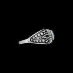 925 Sterling Silver Diamond Cut Oval Turquoise Cabochon Ring, Abstract Beaded Teardrop Design, Solitaire Gemstone Band, Handmade Jewelry (7.5)