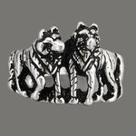 Size 9-925 Sterling Silver Grey Wolves Ring