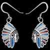 Sterling Silver Southwestern Headdress Dangle Earrings