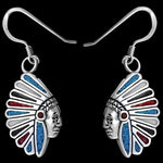 Sterling Silver Southwestern Headdress Dangle Earrings