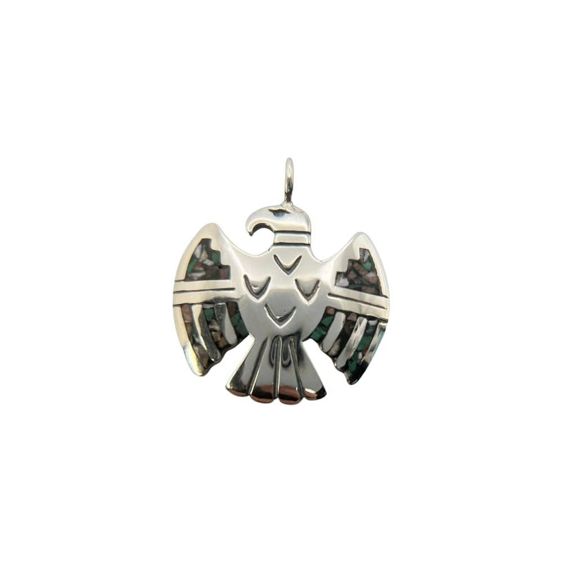 925 Sterling Silver Thunderbird Pendant – "Camo" Inlay