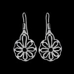 Sterling Silver Hippie Boho 60's Flower Power Dangle Earrings