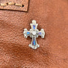 Sterling Silver Cross Pendant with Purple and White Opal Inlay