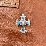 Sterling Silver Cross Pendant with Purple and White Opal Inlay