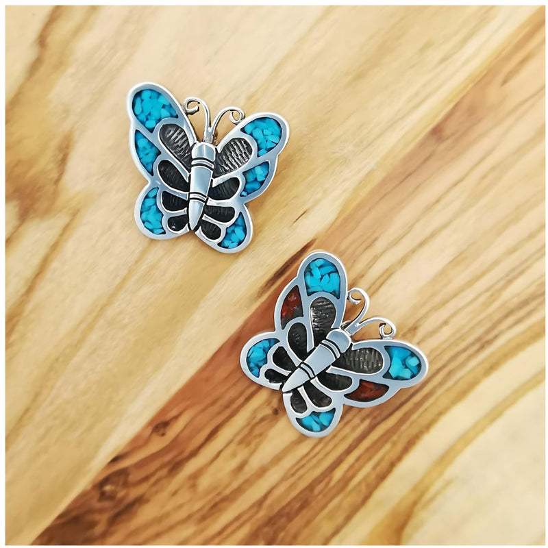Sterling Silver and Blue Turquoise Butterfly Pendant