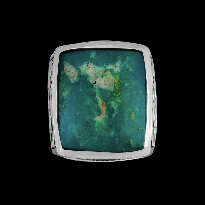 Navajo Blanket Ring • 925 Sterling Silver • Sonora Gold Turquoise • Size 7
