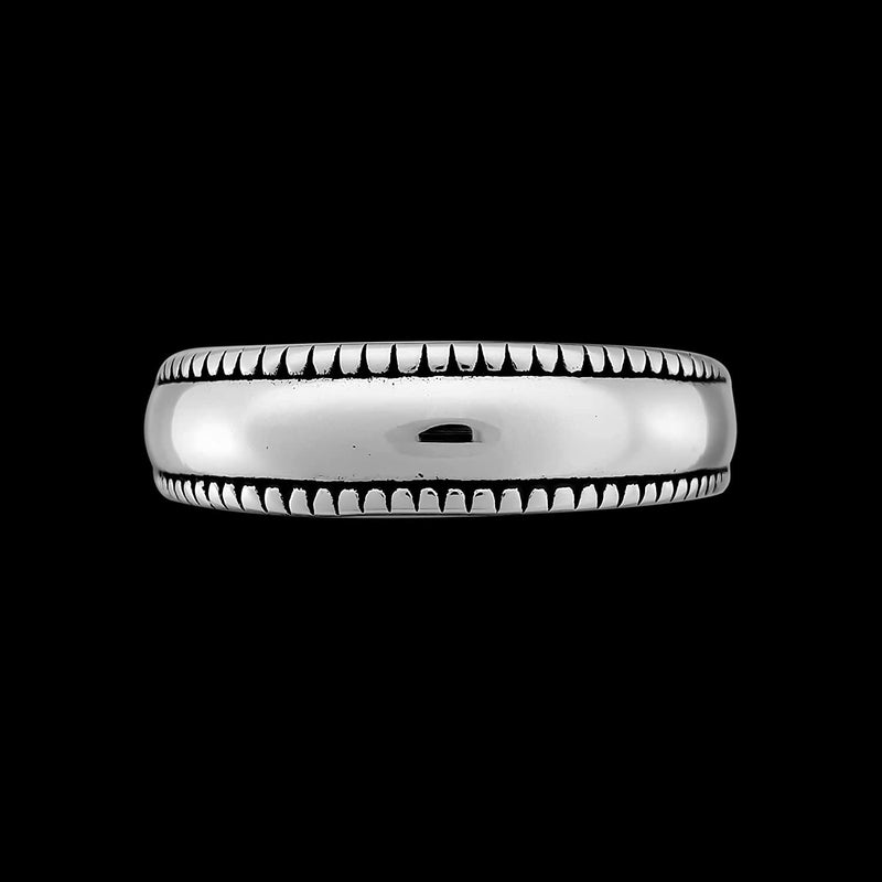 Sterling Silver High Polish Beaded Edge Band