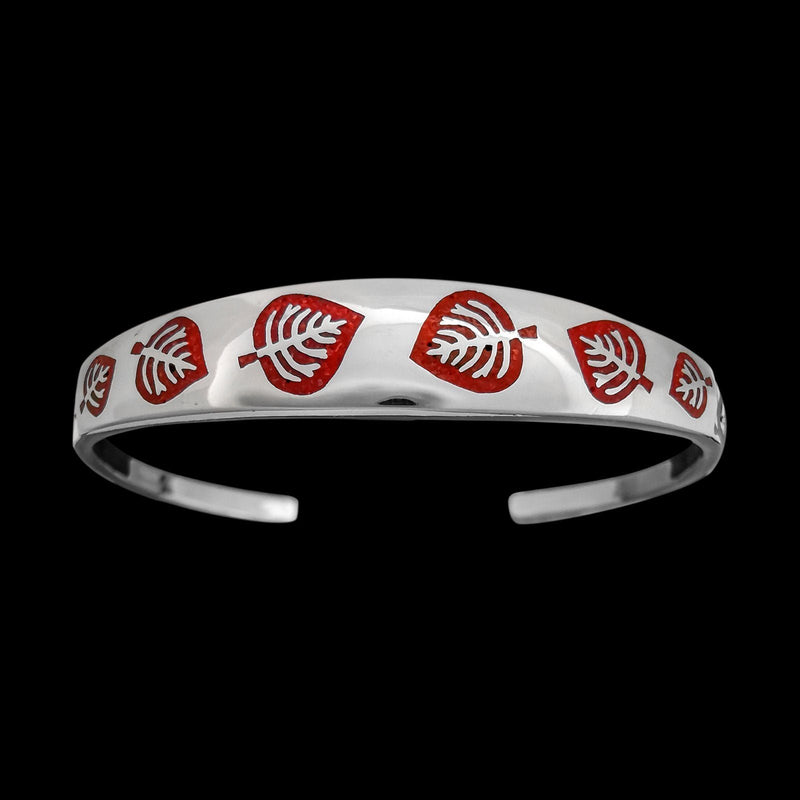 925 Sterling Silver Cuff Bracelet, Aspen Bracelet, Leaf Bracelet, Fall Season, Quaking Aspen, Tree Bracelet, Forest Bracelet