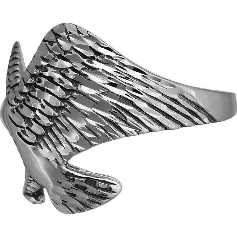 Sterling Silver Diamond Cut Flying Eagle Ring