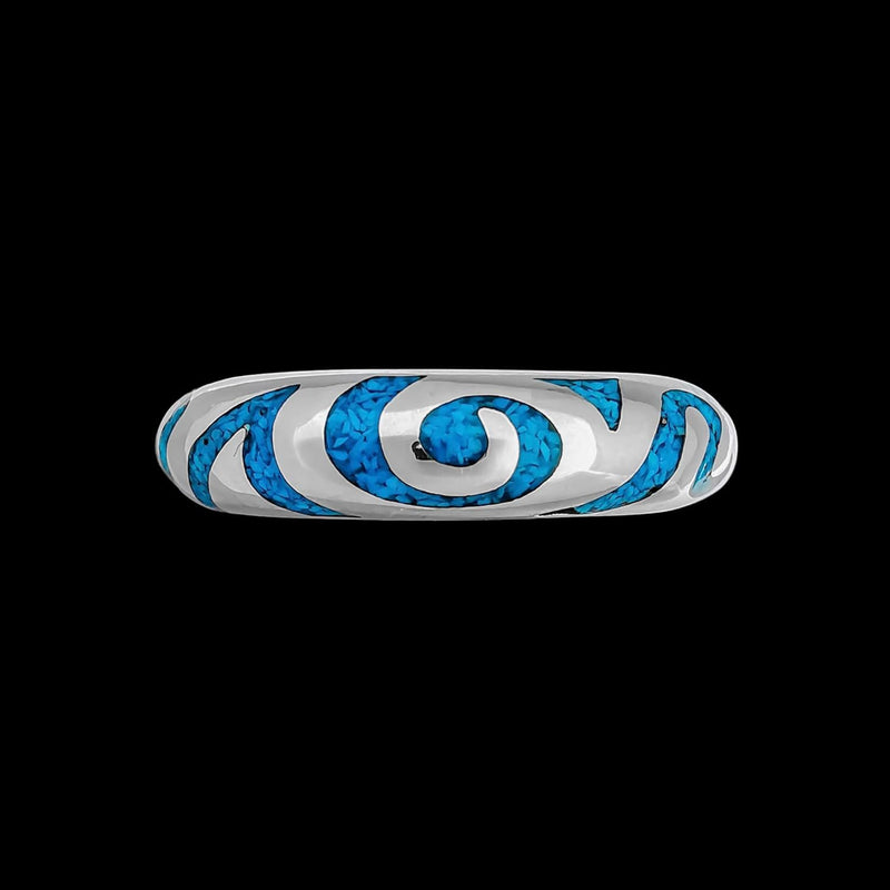 Turquoise Swirling Tribal Sterling Silver Band