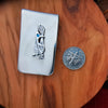 Sterling Silver Roadrunner Money Clip with Turquoise Eye