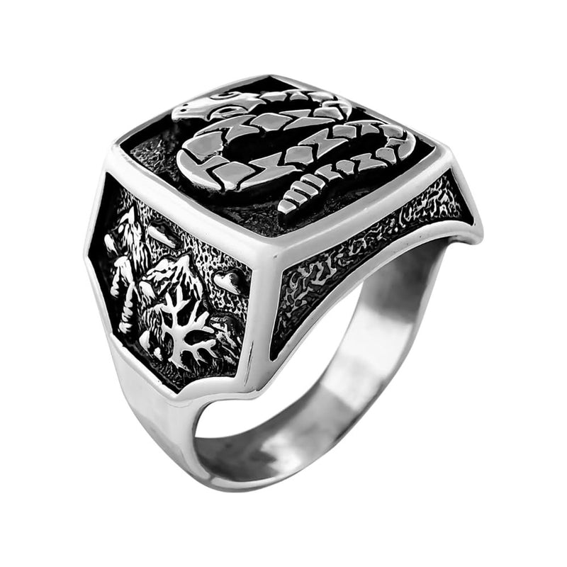 Size 11.5 - Diamondback Rattlesnake Mountain Scene Ring