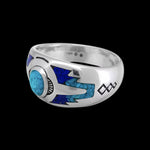 Southwest Ring • Native American Boho Style • Turquoise and Lapis Lazuli • 925 Sterling Silver